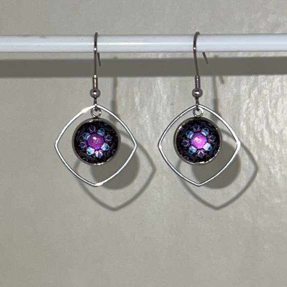 22077 Pink Flower Earrings - Picture 2 of 5